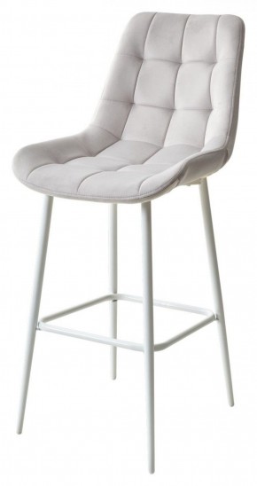 Барный стул ХОФМАН, цвет H-09 Светло-серый, велюр / белый каркас М-City в Асбесте - asbest.mebel-74.com | фото
