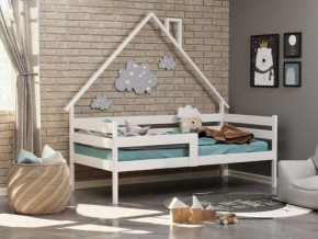 Детская кровать-домик из массива березы Соня-2 (800*1600) Белый/Лак в Асбесте - asbest.mebel-74.com | фото