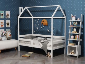 Детская кровать-домик из массива березы Соня-6 (800*1600) Белый/Лак в Асбесте - asbest.mebel-74.com | фото