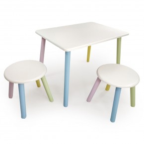 Детский комплект стол и два табурета круглых  (Белый, Белый, Цветной) в Асбесте - asbest.mebel-74.com | фото