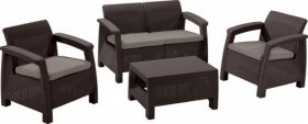 Комплект мебели Корфу сет (Corfu set) коричневый - серо-бежевый * в Асбесте - asbest.mebel-74.com | фото