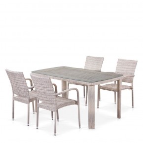 Комплект плетеной мебели T256C/Y376C-W85 Latte (4+1) + подушки на стульях в Асбесте - asbest.mebel-74.com | фото