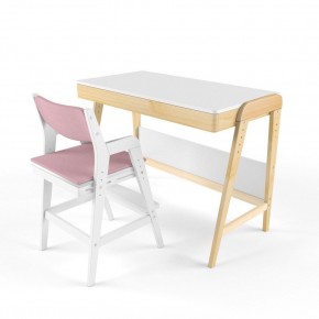 Комплект растущий стол и стул с чехлом 38 попугаев «Вуди» (Белый, Белый, Розовый) в Асбесте - asbest.mebel-74.com | фото