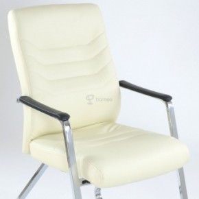 Кресло Barneo K-25 для посетителей и переговорных (хром, бежевая экокожа) в Асбесте - asbest.mebel-74.com | фото