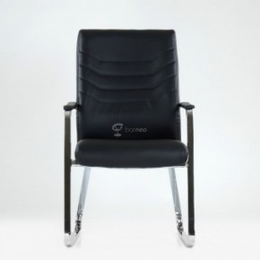 Кресло Barneo K-25 для посетителей и переговорных (хром, черная экокожа) в Асбесте - asbest.mebel-74.com | фото