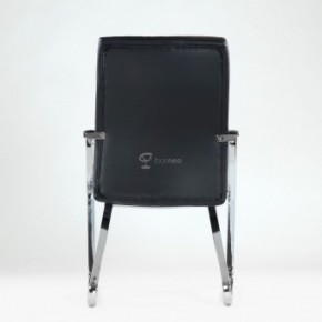 Кресло Barneo K-25 для посетителей и переговорных (хром, черная экокожа) в Асбесте - asbest.mebel-74.com | фото