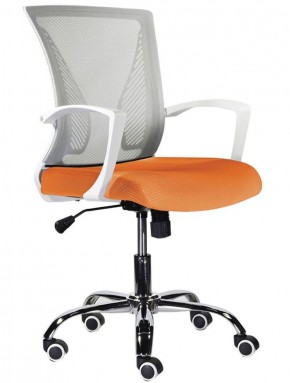Кресло BRABIX "Wings MG-306", пластик белый, хром, сетка, серое/оранжевое, 532011 в Асбесте - asbest.mebel-74.com | фото