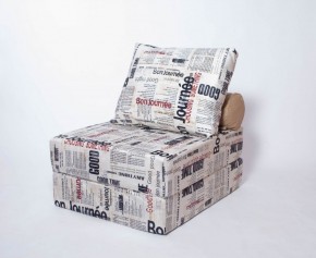 Кресло-кровать-пуф бескаркасное Прайм (Газета) в Асбесте - asbest.mebel-74.com | фото