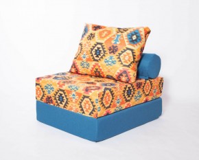 Кресло-кровать-пуф бескаркасное Прайм (мехико желтый-морская волна) в Асбесте - asbest.mebel-74.com | фото