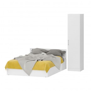 Кровать 1400 + Пенал Стандарт, цвет белый, ШхГхВ 143,5х203,5х70 + 45х52х200 см., сп.м. 1400х2000 мм., без матраса, основание есть в Асбесте - asbest.mebel-74.com | фото
