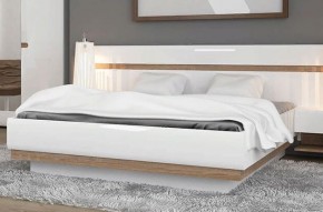Кровать 160/TYP 94-01 с подъемником, LINATE ,цвет белый/сонома трюфель в Асбесте - asbest.mebel-74.com | фото