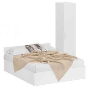 Кровать 1600 + Пенал Стандарт, цвет белый, ШхГхВ 163,5х203,5х70 + 45х52х200 см., сп.м. 1600х2000 мм., без матраса, основание есть в Асбесте - asbest.mebel-74.com | фото
