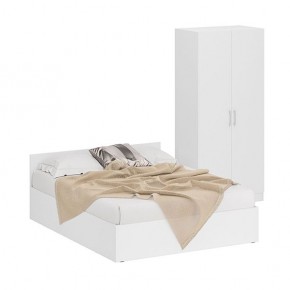 Кровать 1600 + Шкаф 2-х створчатый Стандарт, цвет белый, ШхГхВ 163,5х203,5х70 + 90х52х200 см., сп.м. 1600х2000 мм., без матраса, основание есть в Асбесте - asbest.mebel-74.com | фото