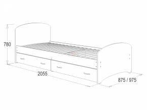 Кровать-6 одинарная с 2-мя ящиками (800*2000) в Асбесте - asbest.mebel-74.com | фото