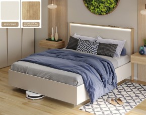 Кровать (Бело-серый U775 ST9/Дуб Небраска натуральный) 1600 в Асбесте - asbest.mebel-74.com | фото