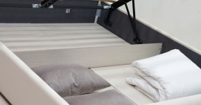 Кровать двойная Синди 160 + ортопед + ПМ + дно (арт. Марика 483 к/з (белый)) в Асбесте - asbest.mebel-74.com | фото