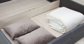 Кровать двойная Синди 160 + ортопед + ПМ + дно (арт. Марика 485 к/з (серый)) в Асбесте - asbest.mebel-74.com | фото