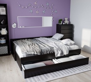 Кровать двухспальная КАСТОР  раздвижная с ящиками, с ортопедическим основанием  80/160х200, цвет Дуб Венге в Асбесте - asbest.mebel-74.com | фото