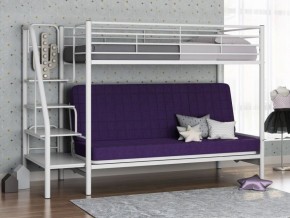 Кровать двухъярусная с диваном "Мадлен-3" (Белый/Фиолетовы) в Асбесте - asbest.mebel-74.com | фото