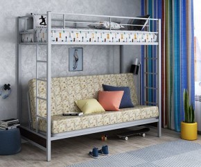 Кровать двухъярусная с диваном "Мадлен" (Серый/Фиолетовый) в Асбесте - asbest.mebel-74.com | фото