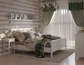 Кровать Кантри двухспальная 160х200, массив сосны, цвет белый в Асбесте - asbest.mebel-74.com | фото
