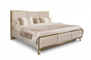 Кровать Lara 1600 с мягким изголовьем + основание (бежевый глянец) в Асбесте - asbest.mebel-74.com | фото