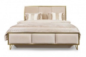 Кровать Lara 1600 с мягким изголовьем + основание (бежевый глянец) в Асбесте - asbest.mebel-74.com | фото