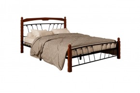 Кровать "Муза 1" КМД10  Черная (1400*2000) (ножки-махагон) с коваными изделиями в Асбесте - asbest.mebel-74.com | фото