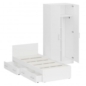 Кровать с ящиками 0900 + Шкаф 2-х створчатый Стандарт, цвет белый, ШхГхВ 93,5х203,5х70 + 90х52х200 см., сп.м. 900х2000 мм., б/м, основание есть в Асбесте - asbest.mebel-74.com | фото