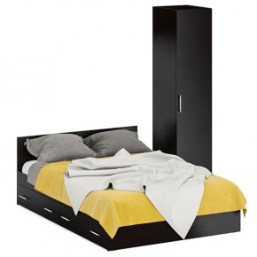 Кровать с ящиками 1400 + Пенал Стандарт, цвет венге, ШхГхВ 143,5х203,5х70 + 45х52х200 см., сп.м. 1400х2000 мм., без матраса, основание есть в Асбесте - asbest.mebel-74.com | фото