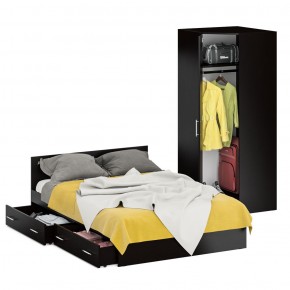 Кровать с ящиками 1400 + Шкаф угловой Стандарт, цвет венге, ШхГхВ 143,5х203,5х70 + 81,2х81,2х200 см., сп.м. 1400х2000 мм., без матраса, основание есть в Асбесте - asbest.mebel-74.com | фото
