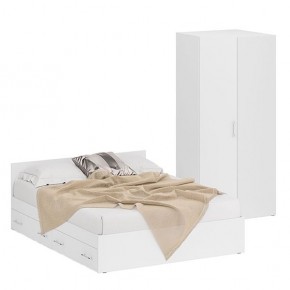 Кровать с ящиками 1600 + Шкаф угловой Стандарт, цвет белый, ШхГхВ 163,5х203,5х70 + 81,2х81,2х200 см., сп.м. 1600х2000 мм., без матраса, основание есть в Асбесте - asbest.mebel-74.com | фото
