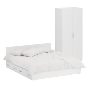 Кровать с ящиками 1800 + Шкаф 2-х створчатый Стандарт, цвет белый, ШхГхВ 183,5х203,5х70 + 90х52х200 см., сп.м. 1800х2000 мм., б/м, основание есть в Асбесте - asbest.mebel-74.com | фото