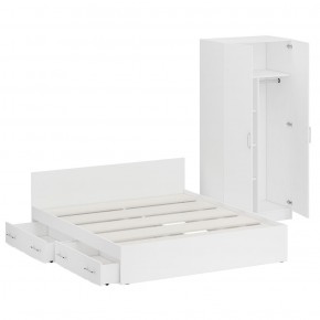 Кровать с ящиками 1800 + Шкаф 2-х створчатый Стандарт, цвет белый, ШхГхВ 183,5х203,5х70 + 90х52х200 см., сп.м. 1800х2000 мм., б/м, основание есть в Асбесте - asbest.mebel-74.com | фото