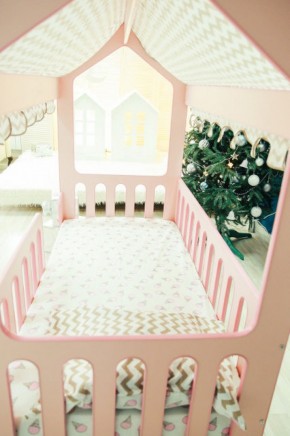 Кровать-домик без ящика 800*1600 (Розовый) в Асбесте - asbest.mebel-74.com | фото