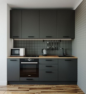 Кухонный гарнитур Антрацит 2200 (Стол. 26мм) в Асбесте - asbest.mebel-74.com | фото