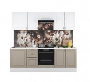 Кухонный гарнитур Ева 2400 Белый софт/Мокко софт (модульный) Горизонт в Асбесте - asbest.mebel-74.com | фото