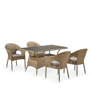 Обеденный комплект плетеной мебели T198B/Y79B-W56 Light Brown (4+1) в Асбесте - asbest.mebel-74.com | фото