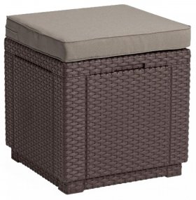 Пуфик Куб с подушкой (Cube with cushion) коричневый - серо-бежевый* в Асбесте - asbest.mebel-74.com | фото