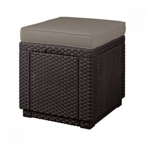 Пуфик Куб с подушкой (Cube with cushion) коричневый - серо-бежевый* в Асбесте - asbest.mebel-74.com | фото