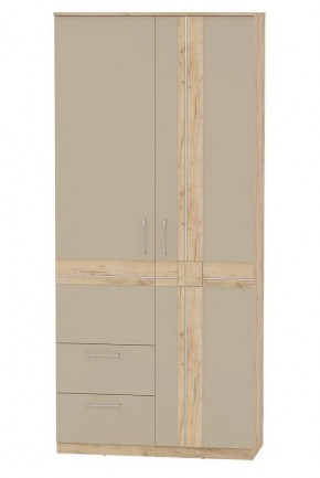 Шкаф 2-х дверный с ящиками ПРЕЗЕНТ 4-4819 (Дуб Крафт Золотой/Капучино/Дуб Мадейра) в Асбесте - asbest.mebel-74.com | фото