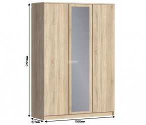 Шкаф 3х дверный с зеркалом Веста СБ-2258 (Дуб Сонома) в Асбесте - asbest.mebel-74.com | фото