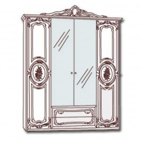 Шкаф 4-х дверный с зеркалами (01.144) Роза (могано) в Асбесте - asbest.mebel-74.com | фото