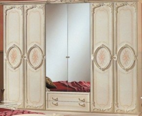Шкаф 6-и дверный с зеркалами (01.146) Роза (беж) в Асбесте - asbest.mebel-74.com | фото