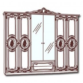 Шкаф 6-и дверный с зеркалами (01.146) Роза (беж) в Асбесте - asbest.mebel-74.com | фото