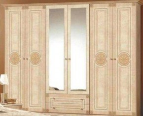 Шкаф 6-и дверный с зеркалами (02.146) Рома (беж) в Асбесте - asbest.mebel-74.com | фото
