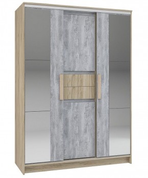 Шкаф-купе Эдем 1.5 (Дуб Крафт серый/Бетонный камень) двери ЛДСП вставка зеркало в Асбесте - asbest.mebel-74.com | фото