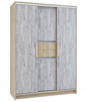 Шкаф-купе Эдем 1.5 (Дуб Крафт серый/Бетонный камень) двери ЛДСП вставка зеркало в Асбесте - asbest.mebel-74.com | фото
