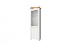 Шкаф с витриной  1V1D, TAURUS, цвет белый/дуб вотан в Асбесте - asbest.mebel-74.com | фото