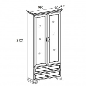 Шкаф с витриной 2V2S, TIFFANY, цвет вудлайн кремовый в Асбесте - asbest.mebel-74.com | фото